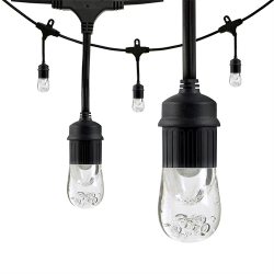 Enbrighten Classic LED String Cafe Patio Lights 48ft, Clear Bulbs