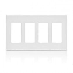 Leviton Screwless Decora Wallplate 4 Gang White