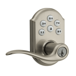 Weiser SmartCode 5 Zwave Plus Motorized Lever Set Lock, Satin Nickel