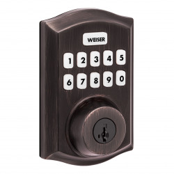 Weiser ZWave 700 Push Button Deadbolt Smart Lock, Venetian Bronze