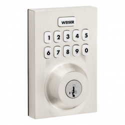 Weiser Zwave 700 Push Button Contemporary Deadbolt Smart Lock,Satin Nickel