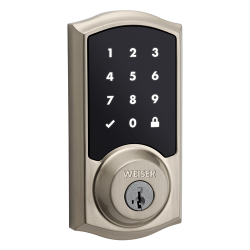 Weiser Zwave Plus Traditional Touch Screen Deadbolt Smart Lock, Satin Nickel