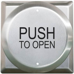 Camden 4.5' Round Push Plate, 'WHEELCHAIR Symbol' Blue