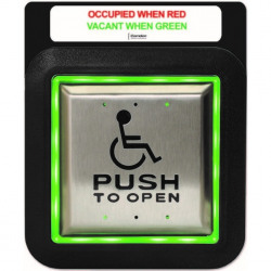 Camden Illuminated Push Plate FLUSH, 4 1/2&quot;  WheelChair Symbol and Push to Open