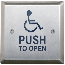 Camden Square 4.5 Plush Plate Switch, WHEELCHAIR' symbol and 'PUSH TO OPEN'