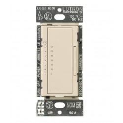 Lutron Maestro Countdown Timer 5-60 Min, Single Pole w/ Neutral, Light Almond