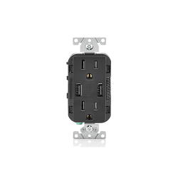 Leviton Decora Tamper Resistant Receptacle 125V 15A, 2 USB Charging Ports, Black