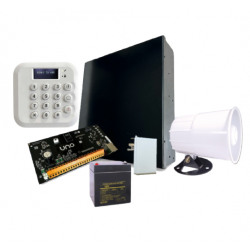 UNO Alarm Kit- UNO,5500RF White Keypad, Enclosure, Battery, PWR Supply, Siren