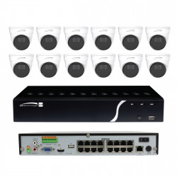 Speco IP Kit 16 Channel NVR with 12 5MP Turret Cameras