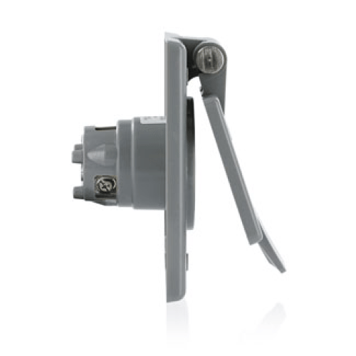 5278-CWP Leviton Power Inlet Receptacle 15 Amp 125 Volt NEMA 5-15P Grey