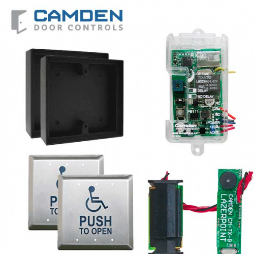 Camden Wireless Kit 4 1/2&quot; Square Push Plate Switch, WHEELCHAIR &amp; PTO