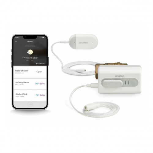 Resideo WiFi Water Shut Off Valve 3/4 Inch NPT + WiFi Water Leak Sensor