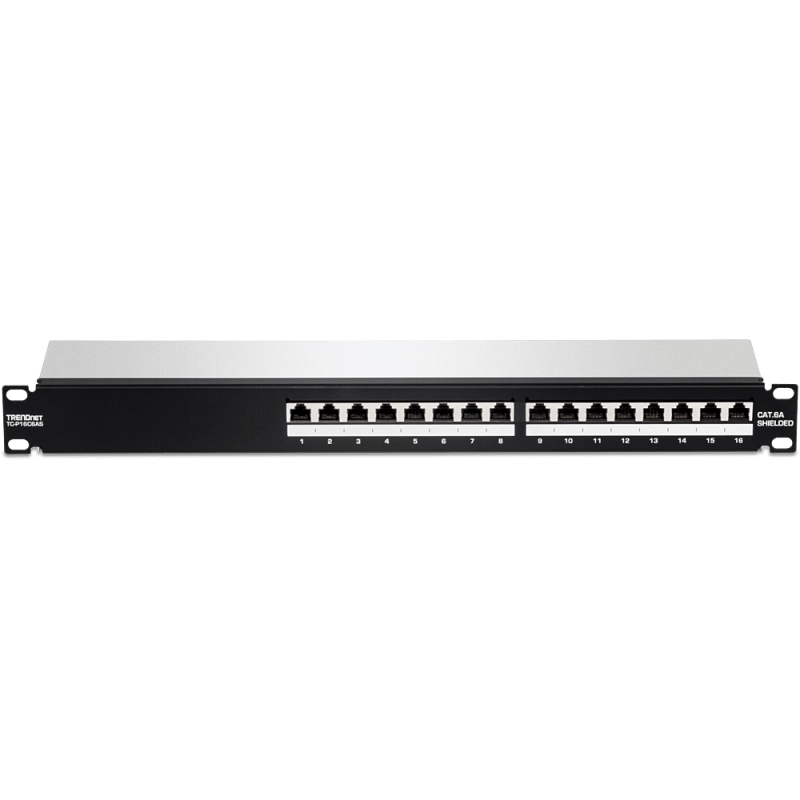 1000BASE-T 10GBASE-T Support TRENDnet 16-Port Cat6A Shielded 1U Patch Panel 