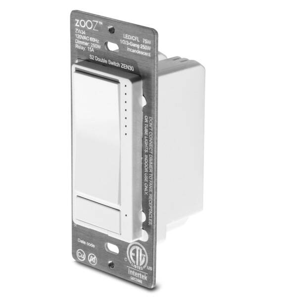 Zooz ZEN30 800LR ZWave Dual Dimmer and Switch Combination