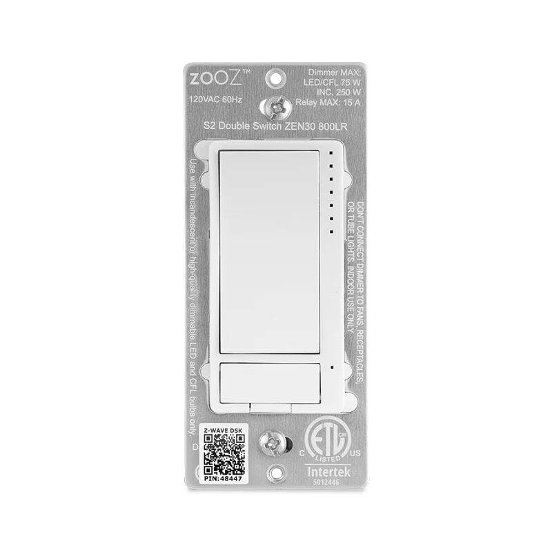 Zooz ZEN30 800LR ZWave Dual Dimmer and Switch Combination