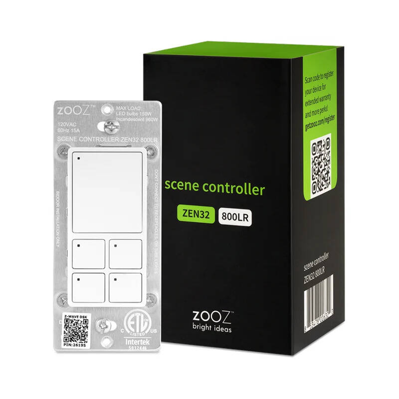 Zooz ZEN32 800LR ZWave 4 Button Scene Control Switch