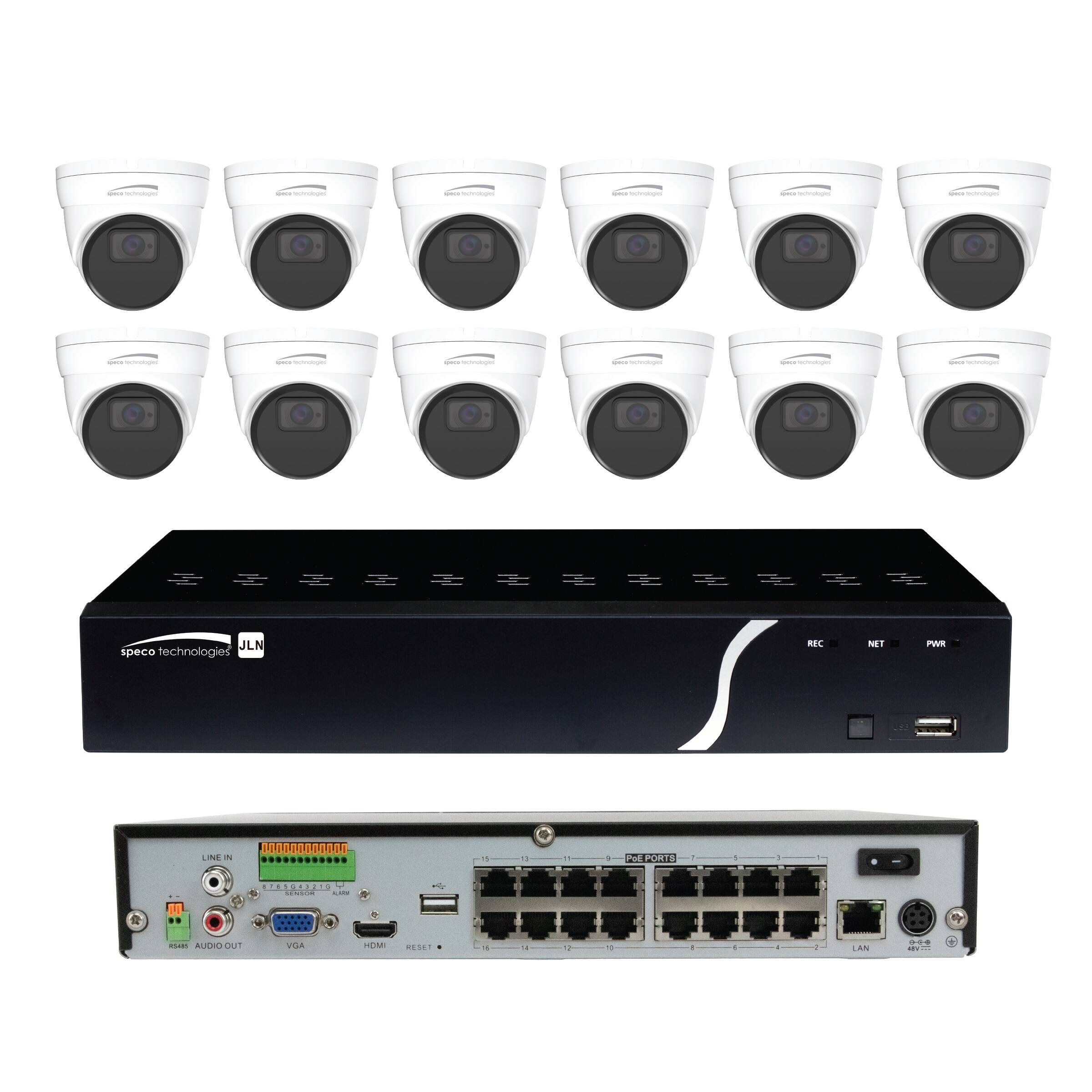 SPE-ZIPK16N1 Speco IP Kit 16 Channel NVR with 12 5MP Turret Cameras