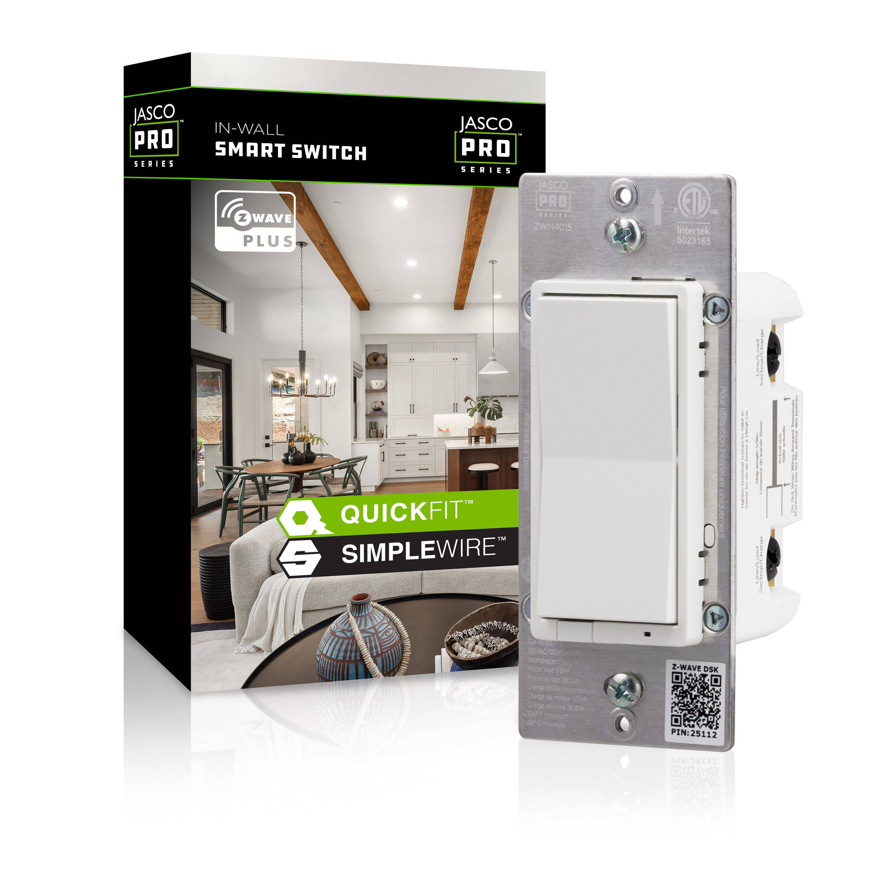 JascoPro ZWave Plus 800 Series In Wall Smart Switch with QuickFit